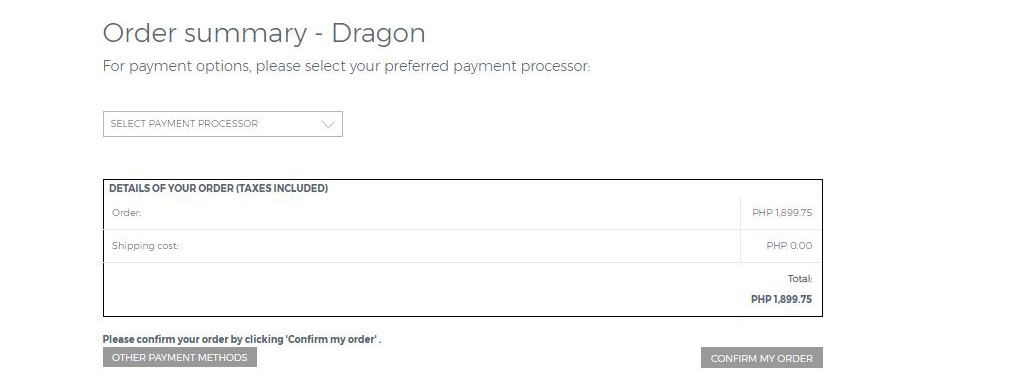 Confirming Order - DragonPay